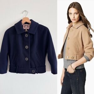 Juicy Couture Jane navy wool cropped jacket with enamel logo buttons size small